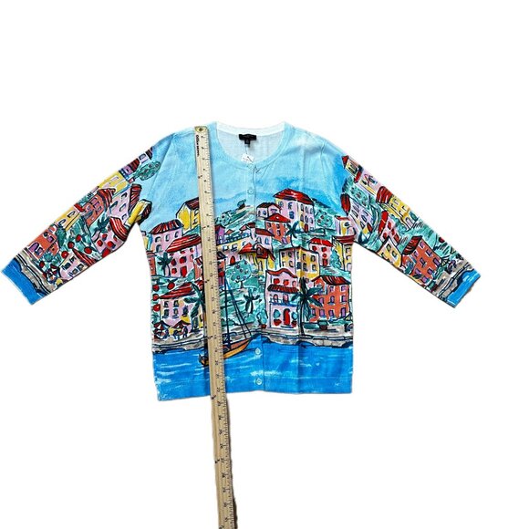 NWT - Talbots Mediterranean Scene Cardigan 🌊 M Petite - Picture 6 of 9